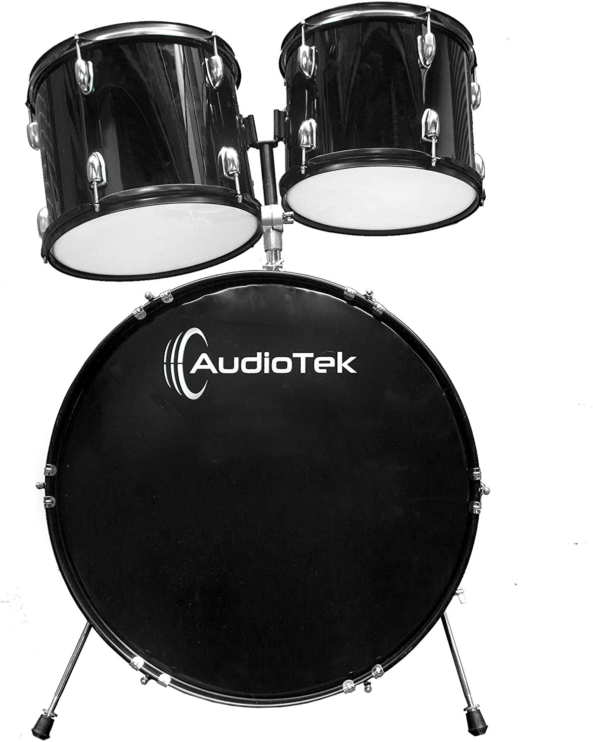 Pro System Audiotek Bateria Acustica Musical Musica Profesional 5 Piezas  Tambor 2 platillos Drum Set Bateria Acustica Bateria Musical Negra Bateria  Baterista - Nirbanda Music